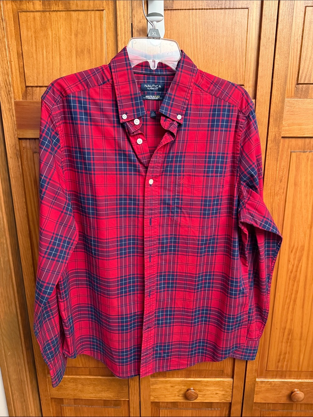 Nautica Red and Navy Plaid Button-Down Shirt NWOT